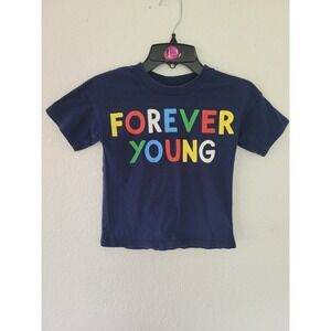 Mini Rodini Organic Cotton Forever Young Graphic Tee Navy Blue Kids 4-5Y #R